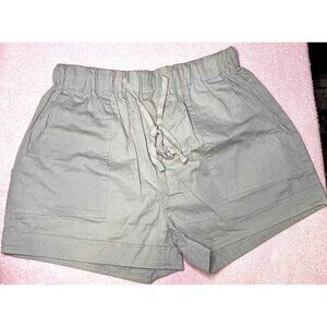Sage Green Elastic Waist Womens Shorts  Drawstring & Pockets Size Small